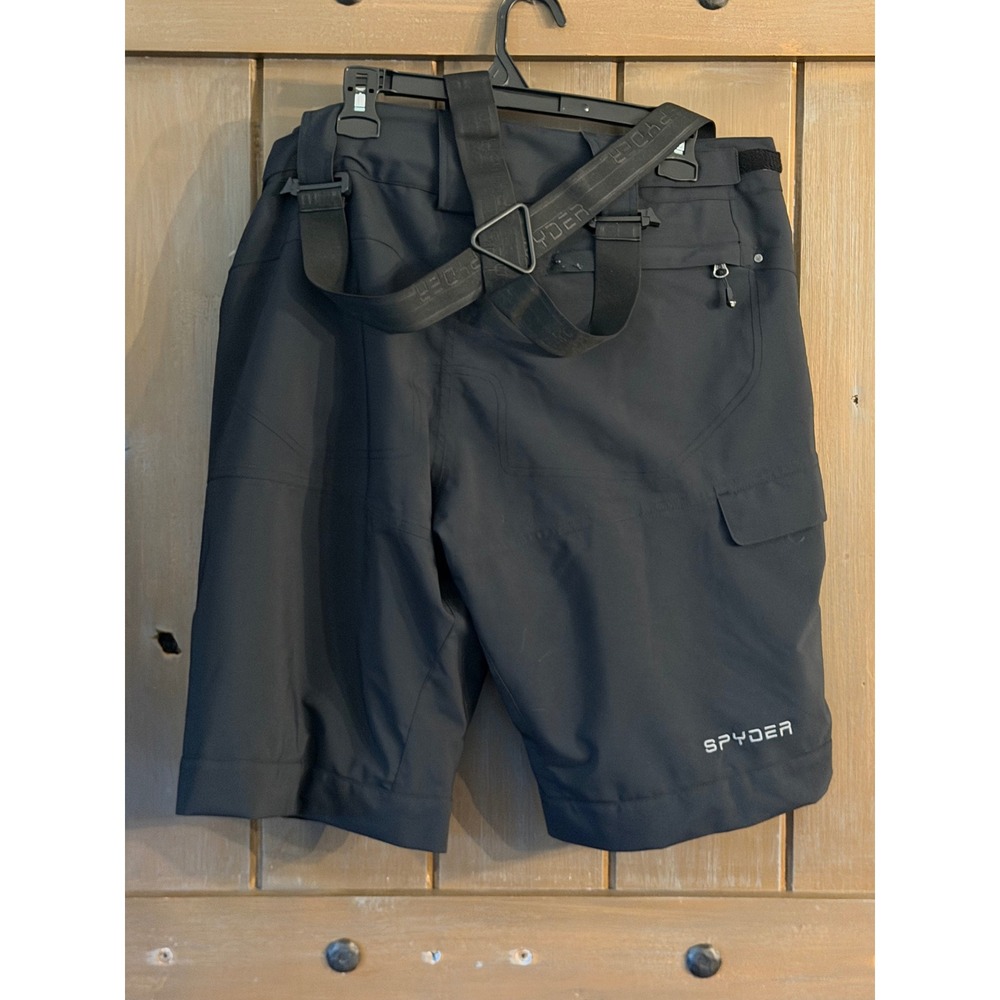 Spyder Mens Black Ski Training Shorts Suspenders Alpine Racing Large